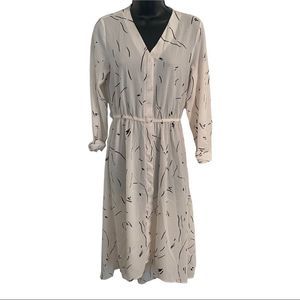 Aware white black long sleeve button down dress size small